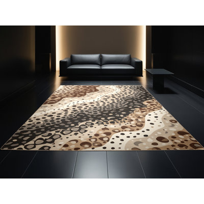 Tapis beige et moderne lavable à la machine Oweda Stadium