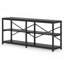 Console industrielle 70,9 po à 3 niveaux avec tablettes de rangement, structure en métal et dossier en X