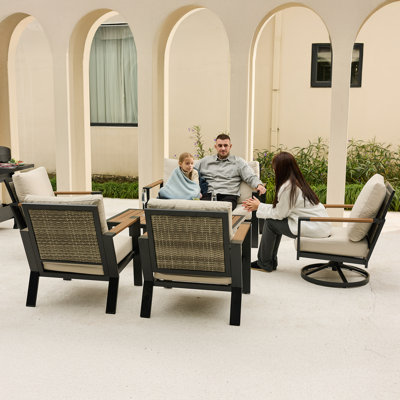 5 Person Seating Group With 2 Swivel&Rocking Chair