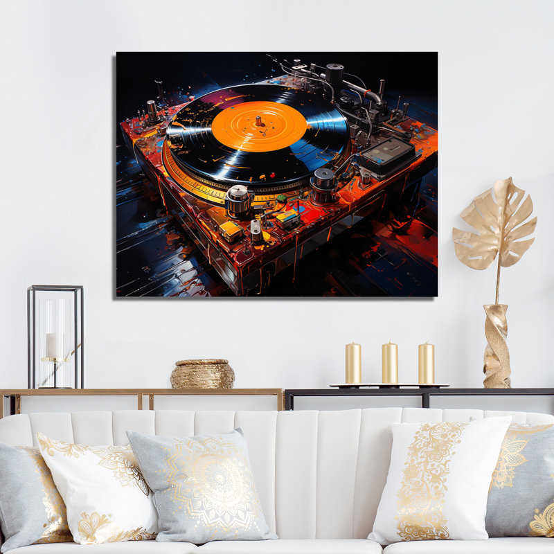 Disque vinyle, sérénade II sur toile, Toile tendue, H 12 po x l 20 po x P 1 po