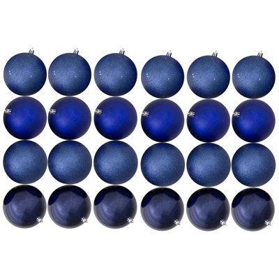 24ct Shatterproof 4-Finish Christmas Ball Ornaments