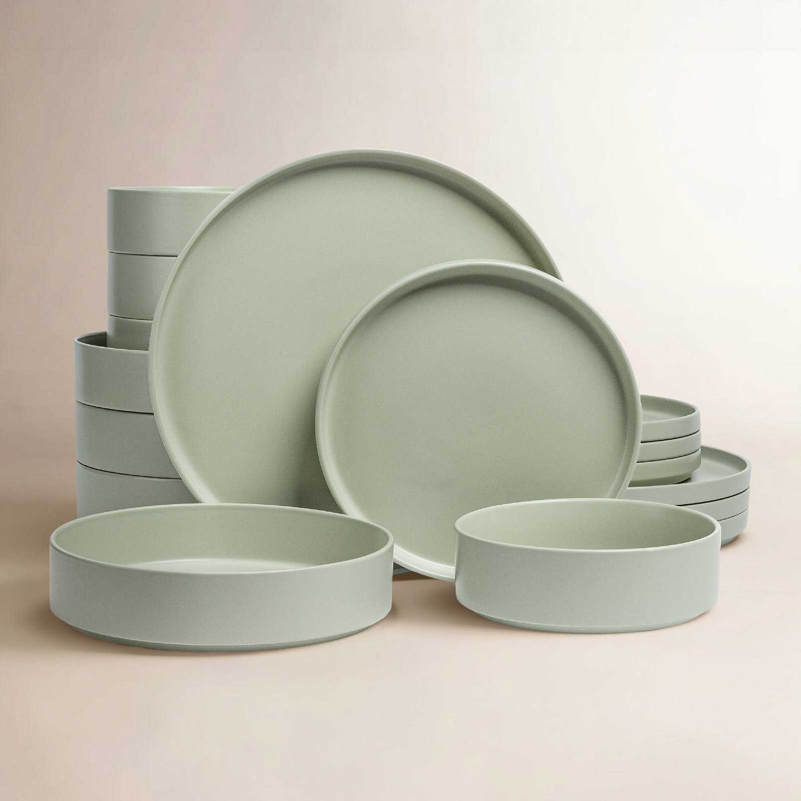 over&back Stackable 16-Piece Semi Hand-Finished Stoneware Dinnerware ...