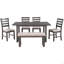 Ensemble de salle à manger en bois massif 6 pièces avec table rectangulaire et 4 chaises avec banc