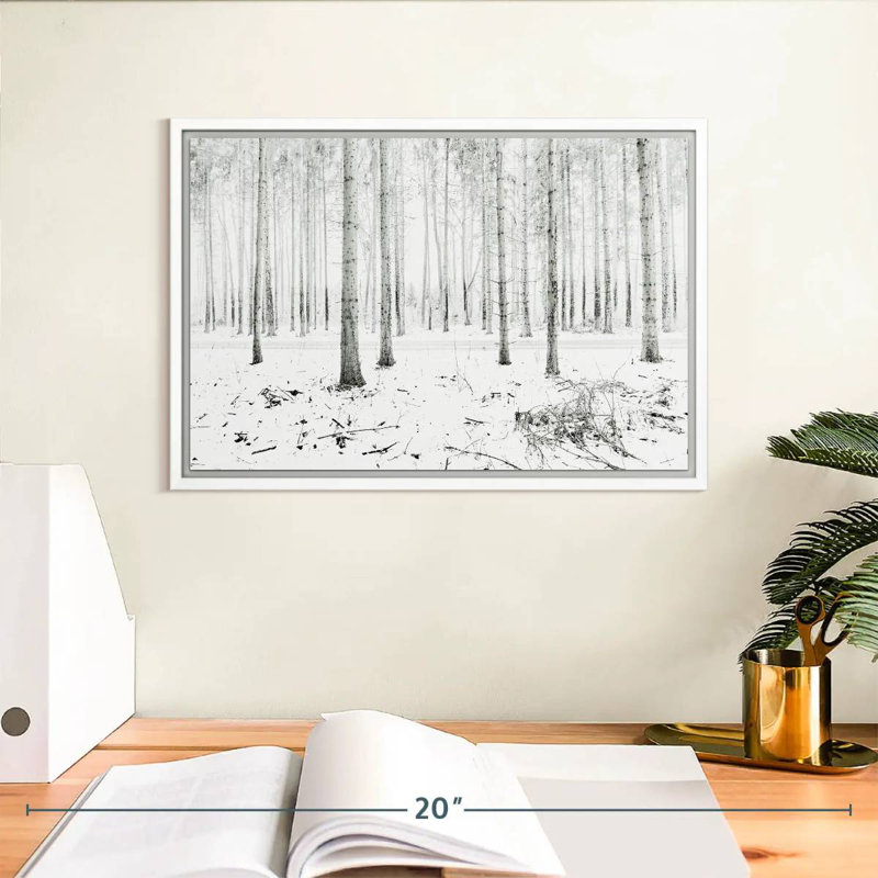 Forêt d'hiver de Langenargen, Cadre flottant blanc, 13 po x 9 po