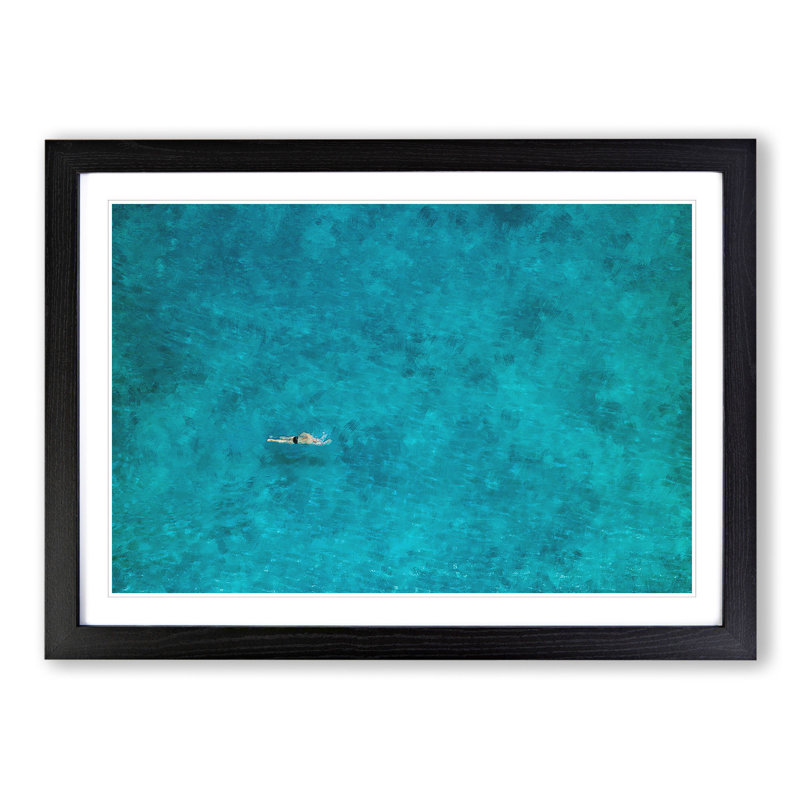 Swimmer in the Sea - Framed Print, Black Framed, 27cm H x 36cm W x 2cm D