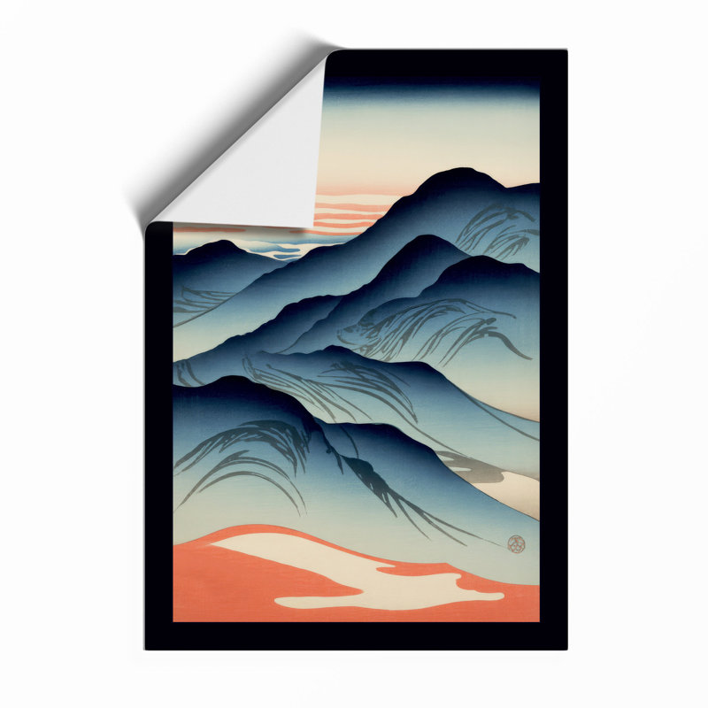 Mountains at Dusk Japandi - Framed Print, Unframed, A4 - 29.7 x 21.0 cm