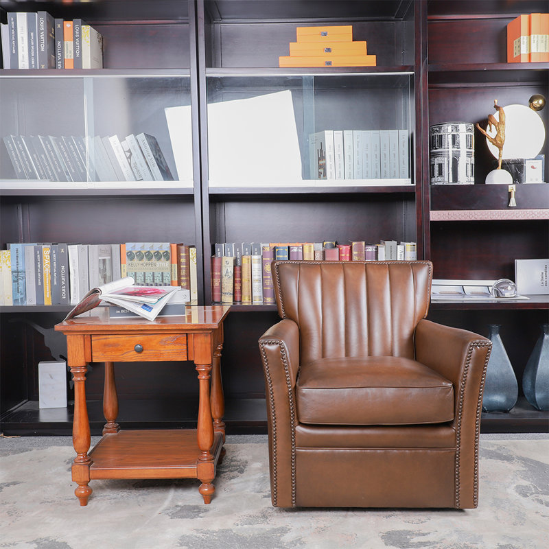 Fauteuil coulissant et pivotant en cuir Savannah