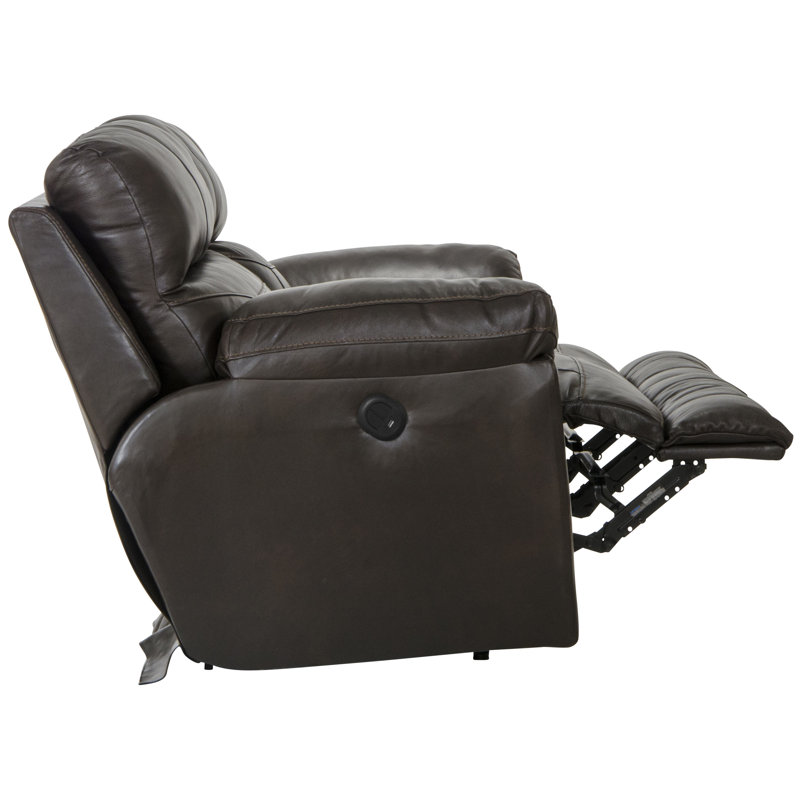 Causeuse inclinable en cuir Alonii, Similicuir chocolat, Électrique, H 42,5 po x l 90,5 po x P 42,5 po