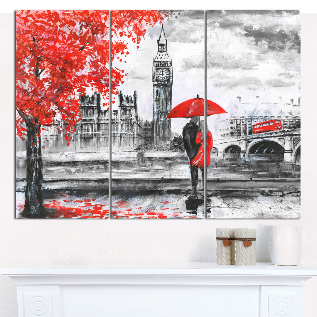" Couple Walking In London " 3 - Pieces Design Art