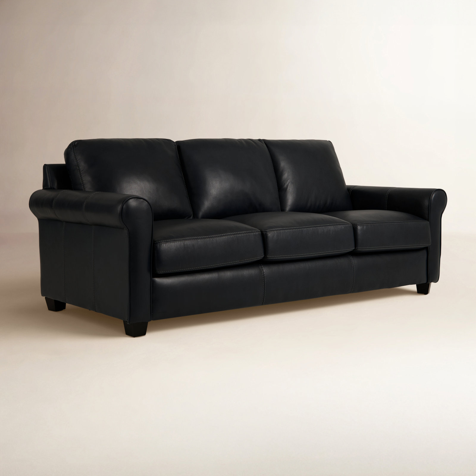 Cataldo 86'' Upholstered Sofa, Counterbalance Navy Genuine Leather