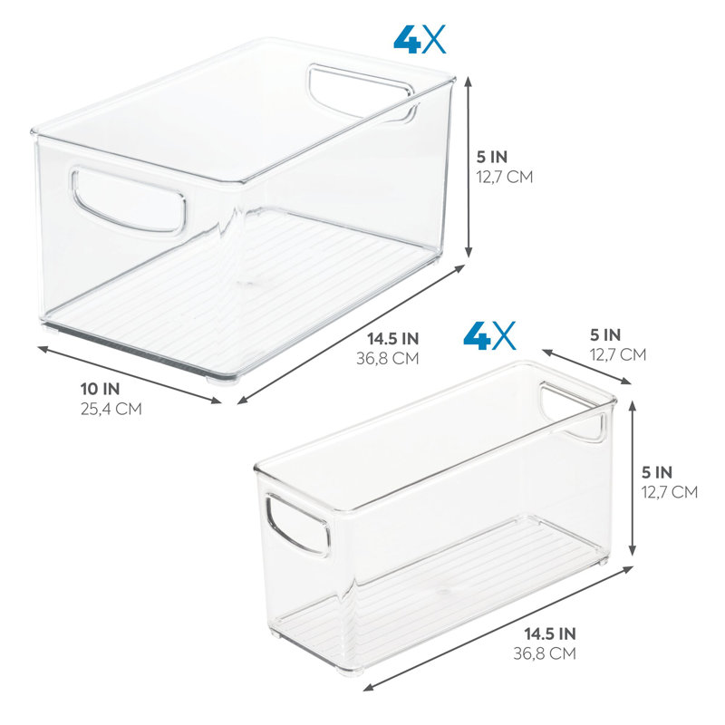 iDesign 8-Piece Recycled Plastic Small Stackable Kitchen Organizer Bin Set, Clear