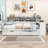 Multifunctional Wooden Daybed with Built-in Desk, Side Storage Shelves and Drawers-1302649863-1302649857