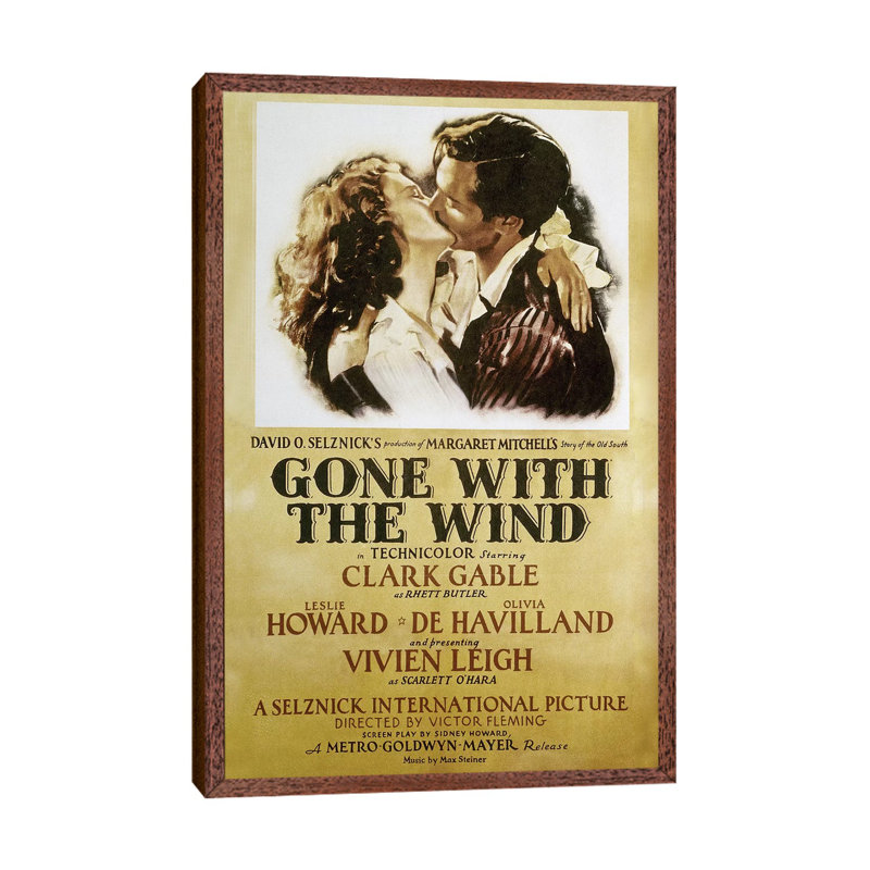 Gone With The Wind, 1939 - Print on Canvas, Classic Brown Wood Framed, 66.04 cm H x 45.72 cm W