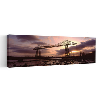 Low Angle View Of A Bridge, Transporter Bridge, Middlesbrough, North Yorkshire, England, United Kingdom Romantic Abstract Contemporary Sunset Urban...