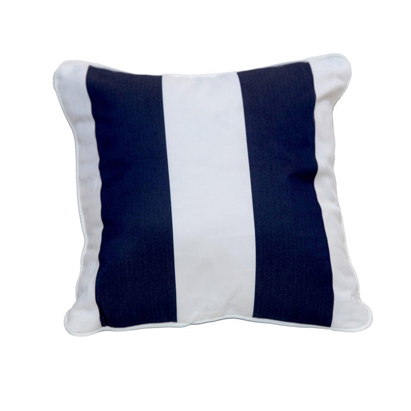 East Green 14 X 14" Square Outdoor Accent Pillow, Black Stripe, Black Striped, Square 14"