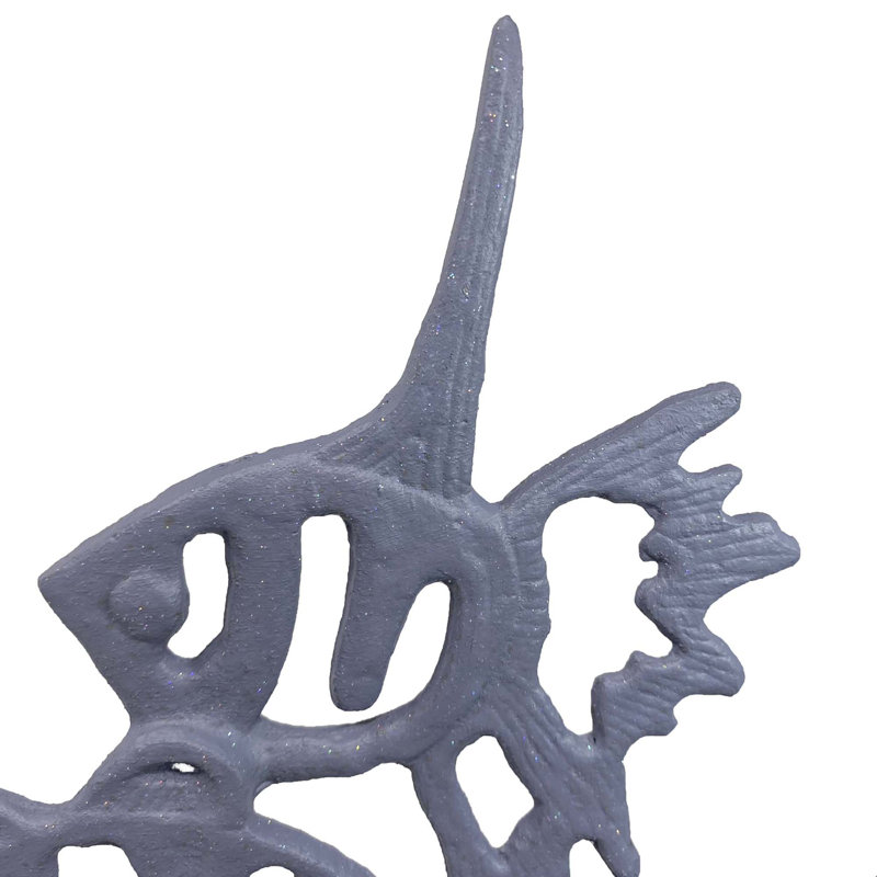 ANGEL FISH SHOAL Iron Ornament 33cm, Grey Shimmer