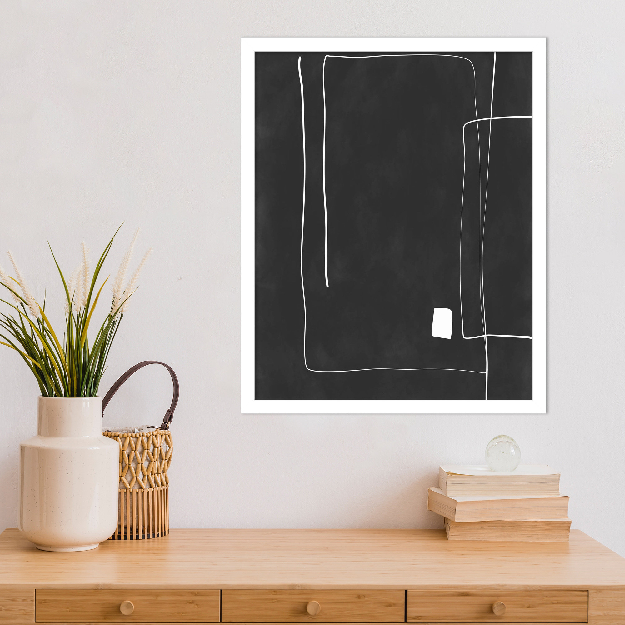 Black And White 36 by Elena Ristova, White, 21" H x 17" W