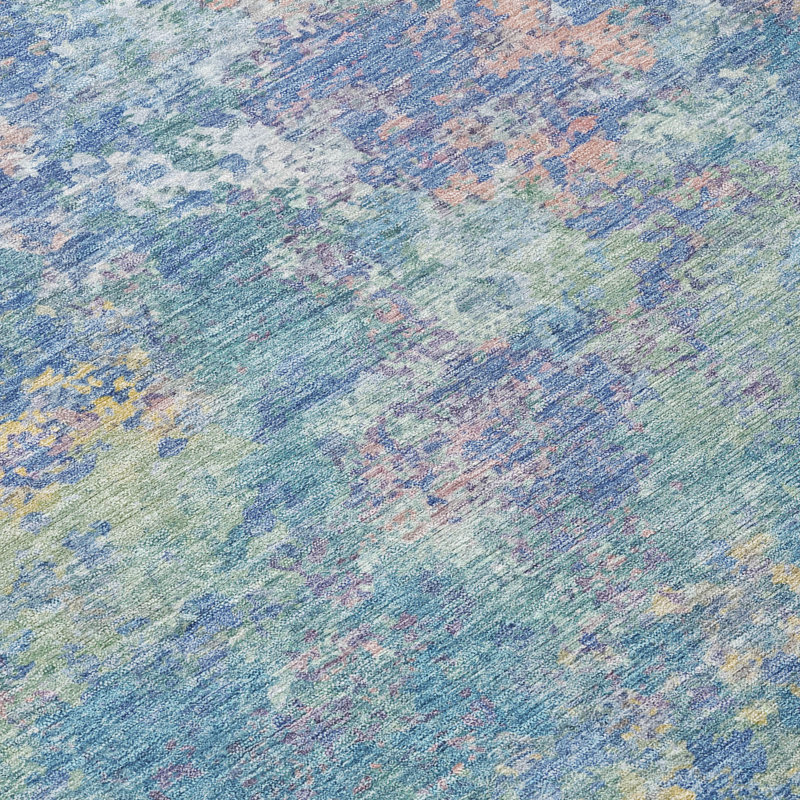 Machine Washable Indoor/Outdoor Labon ACN2166 Abstract Rug, Rectangle 1'8" x 2'6"