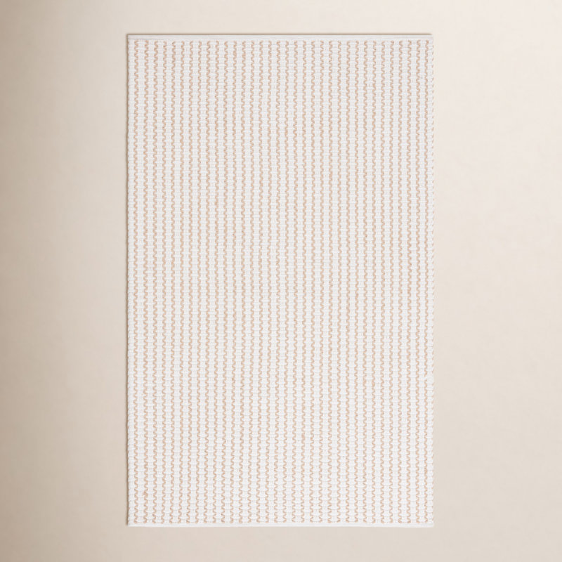 Tapis en coton à chevrons tissé à la main, Rectangle 6 pi x 9 pi