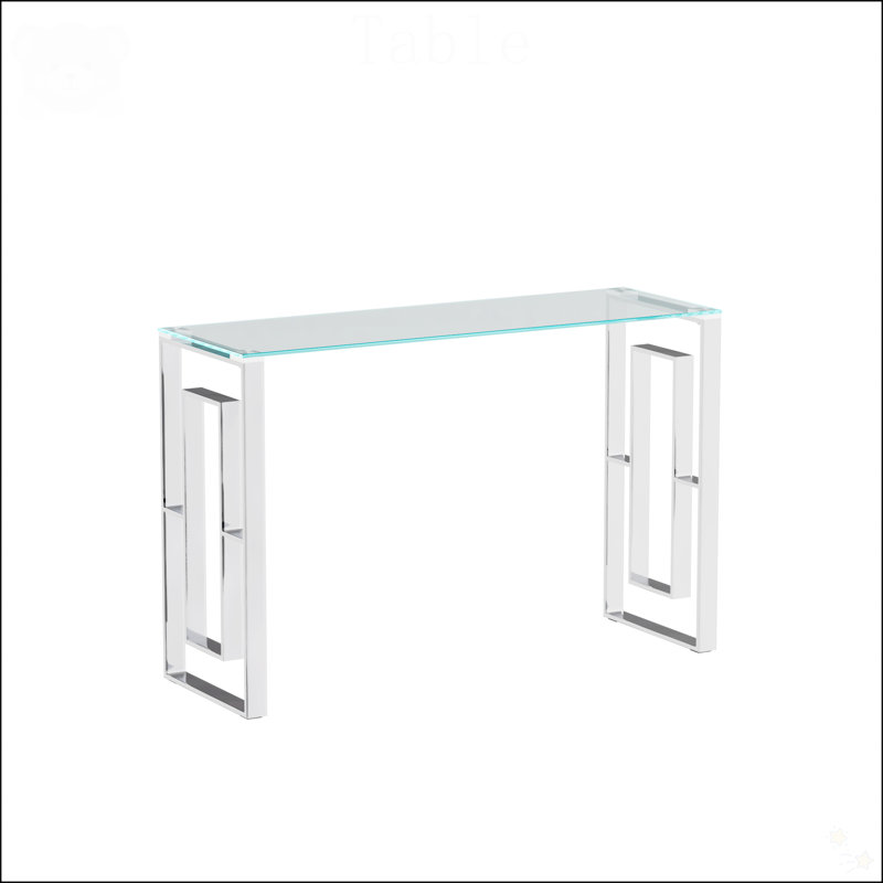 Console Table Stainless Steel Glass,Meal Side Table Silvery Clear  Bs-02 S