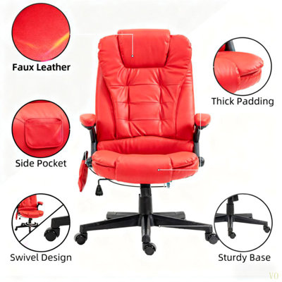 Heated Reclining Computer Chair With 6 Vibration Points,Massage Office Chair,Armrest And Remote
