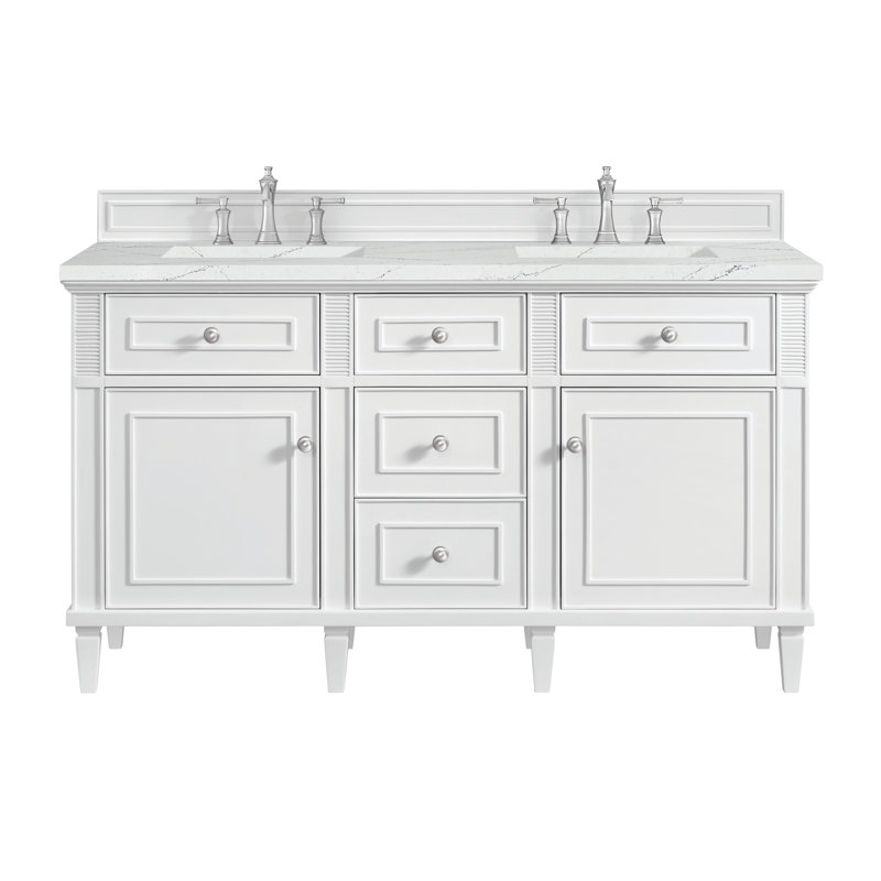 Lorelai 60'' W Double Vanity, Ethereal Noctis, Bright White, 8" Widespread