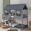 Twin Over Twin Bunk Bed Wood Bed With Roof, Window, Guardrail And Ladder