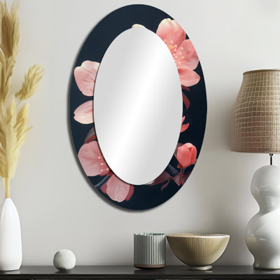 Miroir mural rose et noir Apple Blossom I