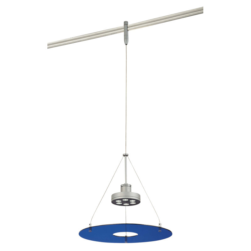 Luminaire suspendu géométrique 6 lumières Kacey-Jane, Patine bronze zibeline, Bleu