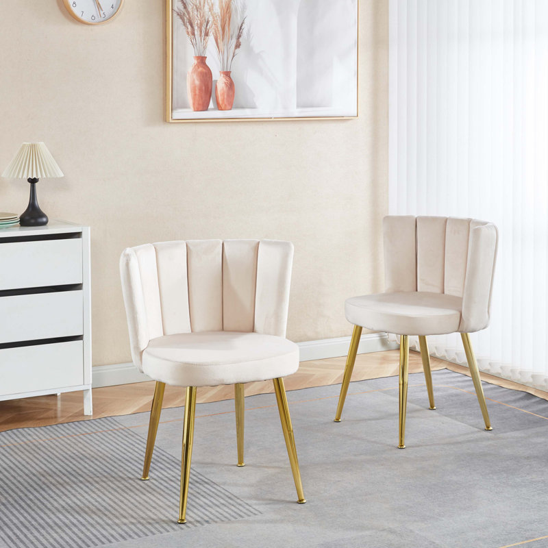 Modern Velvet Dining Chair, White