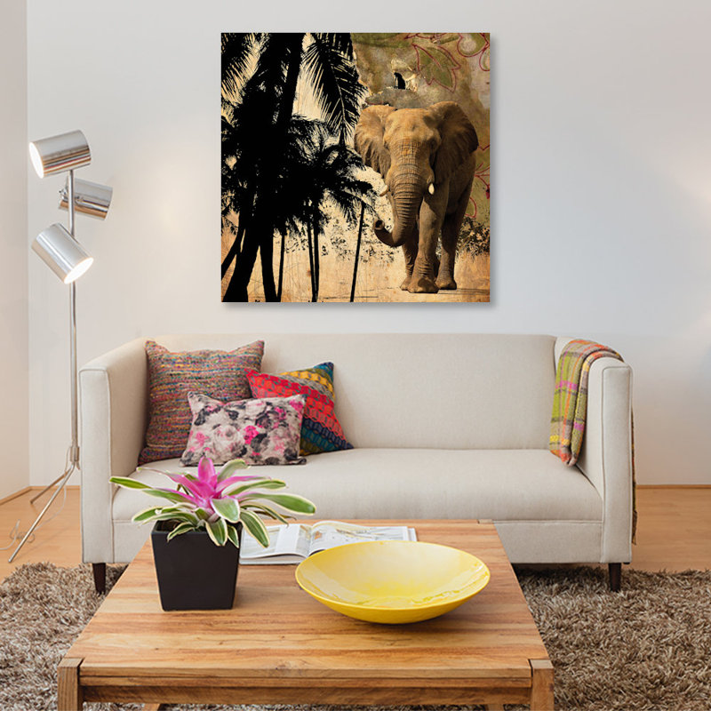 « mighty éléphant ii », reproduction d’impression sur toile, H 37 po x l 37 po x P 1,5 po, Toile tendue