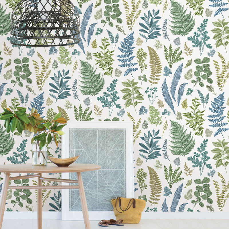 Rouleau de papier peint L 8 pi x l 36 po Bumgardner Herbs, Bleu