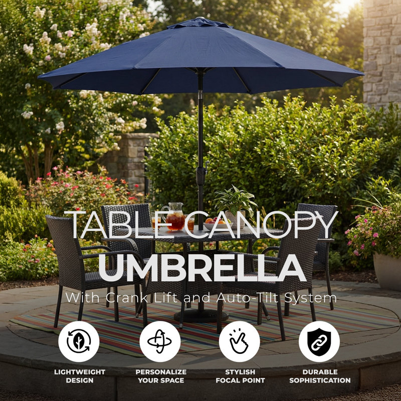 Oshie 108'' Tilt Beach Umbrella, Navy