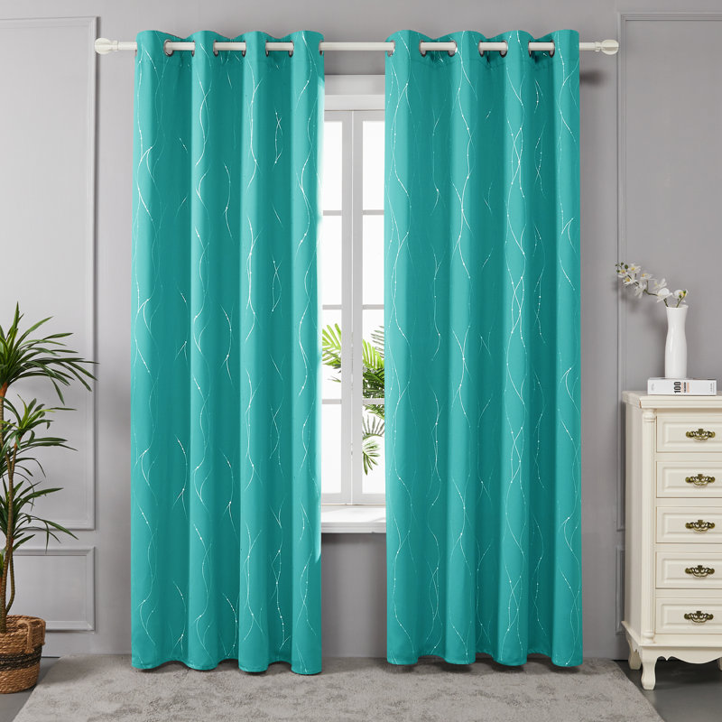 Cohmer Room Darkening Curtain Pair, Turquoise, 42" W x 54" L
