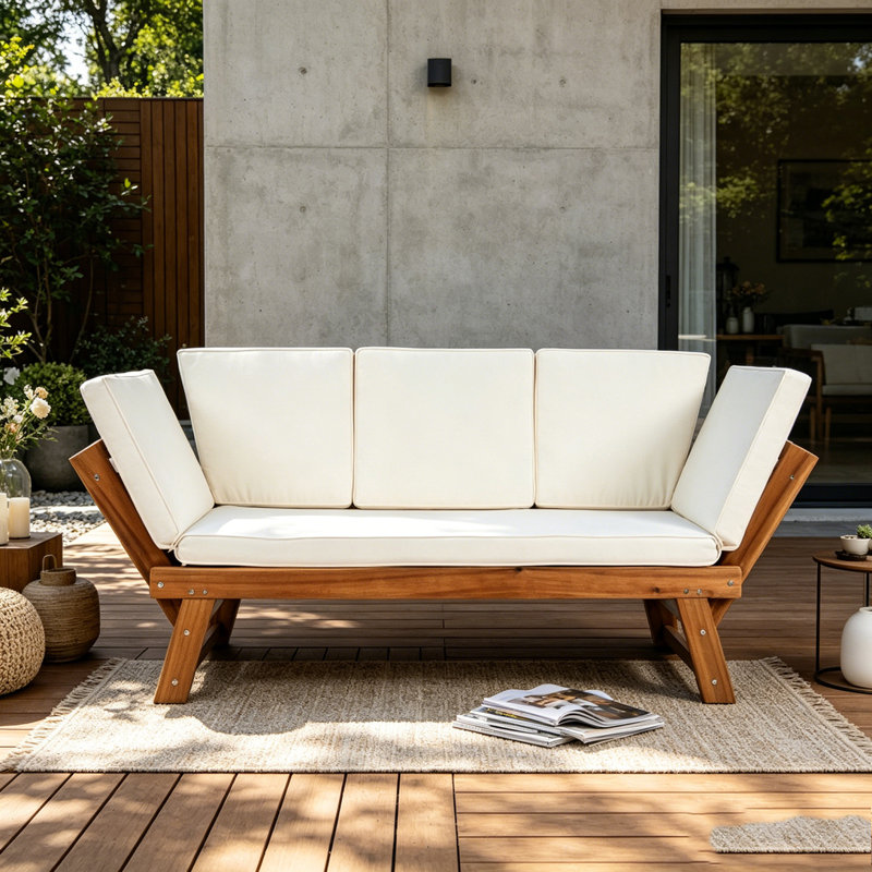 Méridienne d'extérieur réglable, Naturel + beige