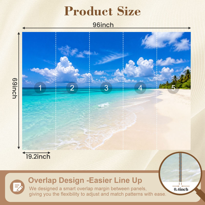 Adhésif mural amovible Peel and Stick, L 68,88 po x l 96 po