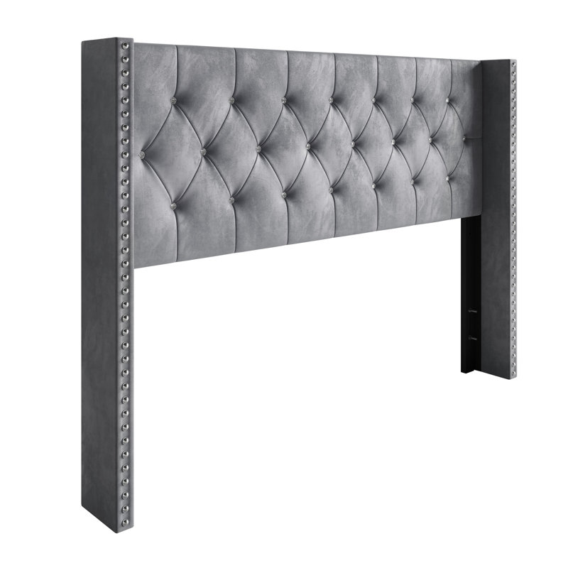 Tête de lit tapissier Gretna, Très grand, Gris argenté