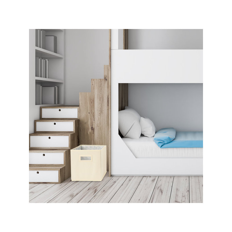 Collapsible Fabric Organizing Bin, Foldable Space Saver Storage Solution, Pack of 4, by Superio, Beige