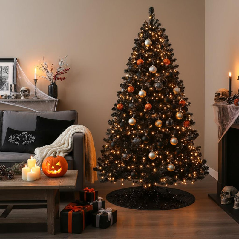 Black Alaskan Pine Christmas Tree - Full & Bushy Artificial Tree with Flame-Resistant PVC and Metal Stand, 4 ft.