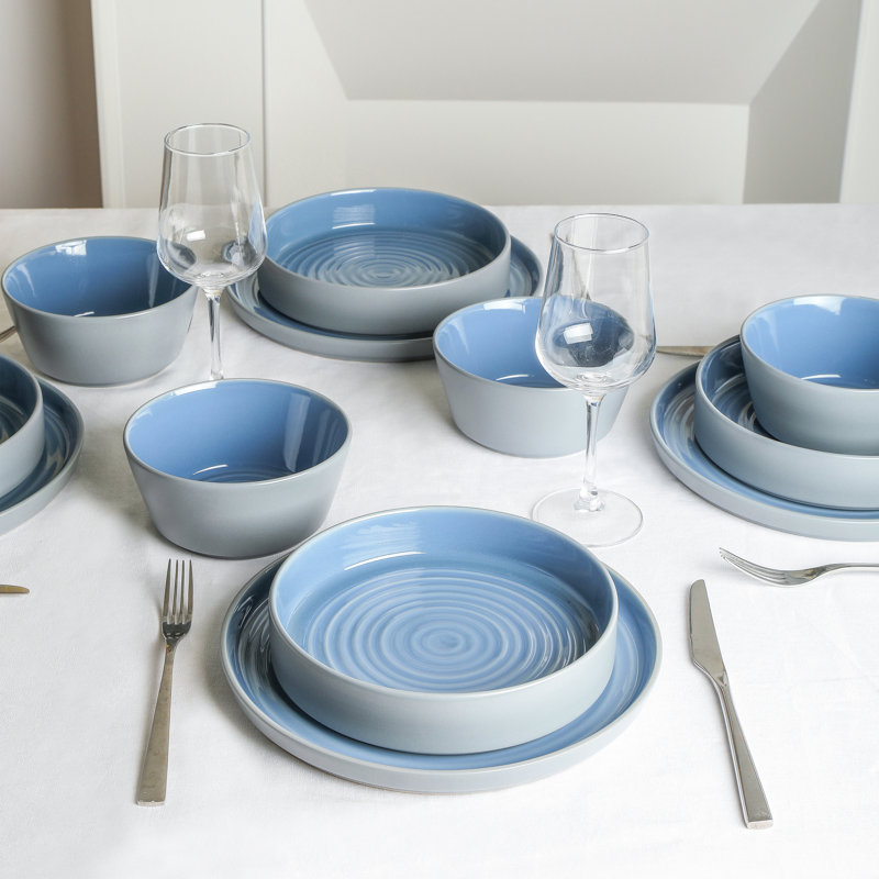 Stone Lain Elica 24-Piece Dinnerware Set Stoneware, Blue