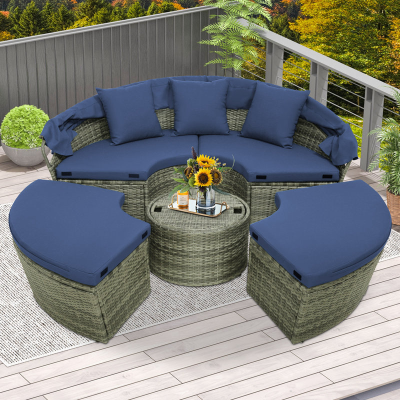 Brieonna 75'' Wide Curved Patio Daybed with Cushions