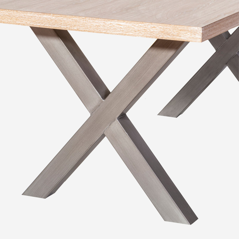 Pascoe Ash Solid Wood Top Metal Base Dining Table, H76 x L180 x W90cm, Grey
