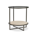 Harlow Glass Top Cross Legs End Table with Storage
