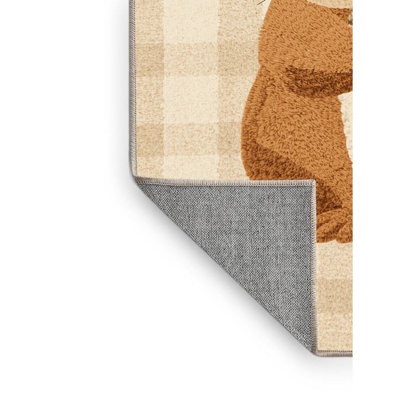 Tapis abstrait moderne et contemporain lavable à la machine Soho Thanksgiving - beige, 5 x 8
