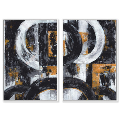 Texture Symphony Duo Canvas Print Brown Wall Art Set by Art Remedy, Black Frame, 10 x 15