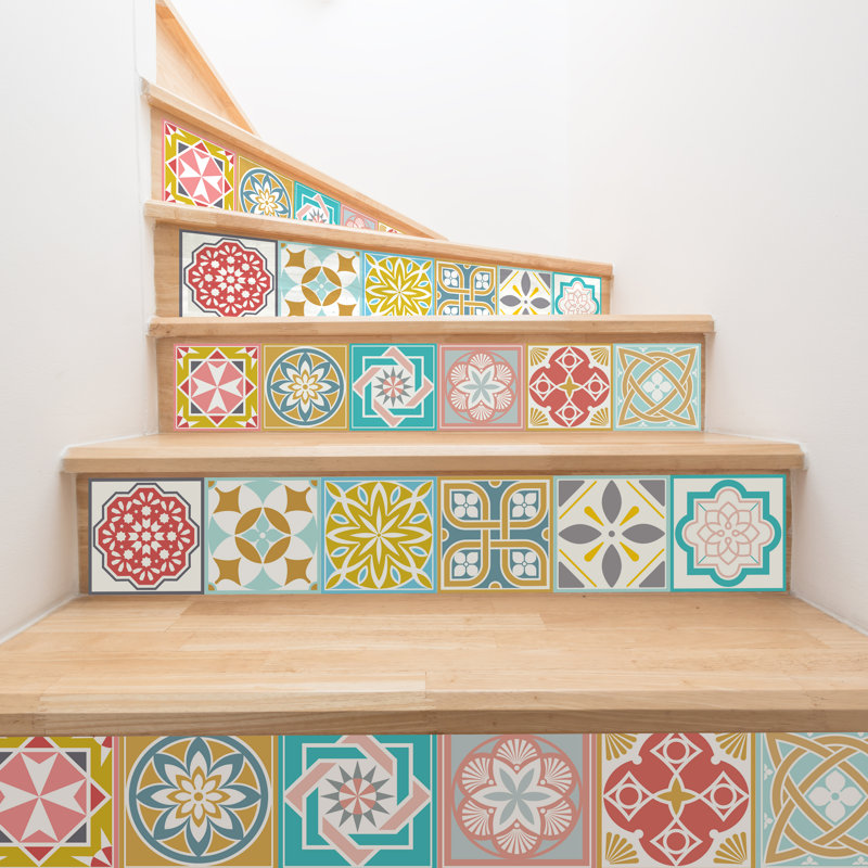 Malia Colourful Tiles Mix Wall Stickers - 15 cm x 15 cm - 24 pcs