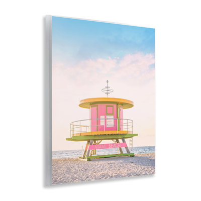 Pink Lifeguard Stand Landscape Wall Plaque, design by Sisi and Seb