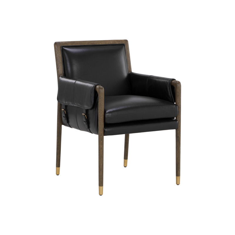 Rauno Leather Arm Chair, Brown, Black