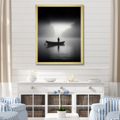" Solitary Longboat Misty Lake Minimal "