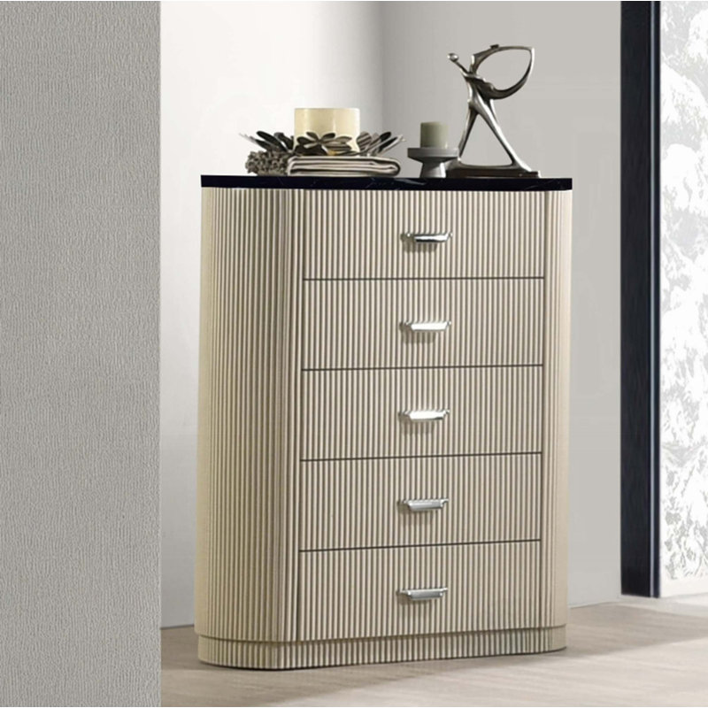 Commode 5 tiroirs avec surface en marbre
